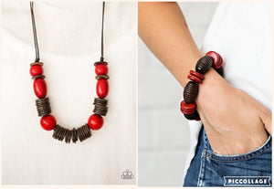 You Better BELIZE It! Caribbean Castaway Red  Necklace Set